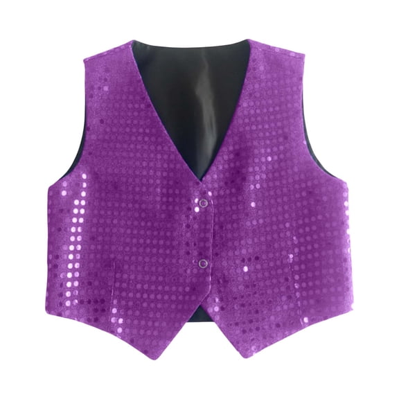 Hihipz Big Boy's Vest Sparkling Sequins Tops Stage Dance -Hop Stylish Tops,Sizes 15-16