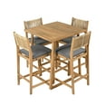 thumbnail image 2 of Christopher Knight Home 5 Pieces Patio Wood Bar Set, Outdoor Square Table with Bar Height Stools, Dark Grey, 2 of 6