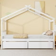 thumbnail image 2 of Aukfa Twin Size House Bed with Two Storage Drawers for Kids, Solid Wood Montessori Bed Frame, White, 2 of 8