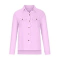 thumbnail image 3 of uublik Button Down Shirts for Women Pink Long Sleeve Business Work Tops Dressy Casual Loose Blouse Outfits with Pocket, 3 of 4