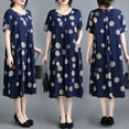 thumbnail image 3 of Tongliya 1 Robe à Fleurs à Manches Courtes pour Femmes en Polyester d'Âge Moyen Plus Size Blue XL, 3 of 8