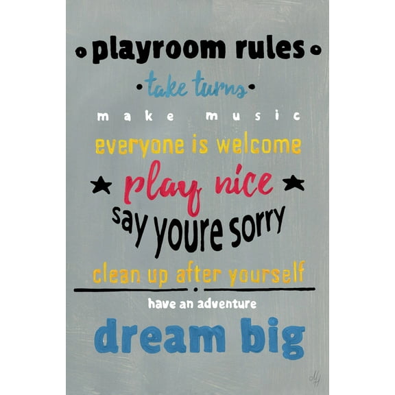 Marmont Hill Gray Playroom Rules Canvas Wall Art