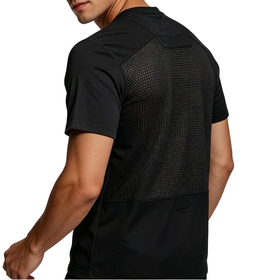 Tawop Mens Shirts Short Sleeve Mesh Back Summer Mens Tshirts Breathable Athletic Casual Shirts,Black,L