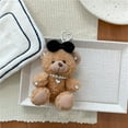 thumbnail image 6 of Comforting Stuffed Keyrings Plush Bowknot Decorated Bear Key Rings Plush Keychain Pendant for Bag Phone Wallet, 6 of 8