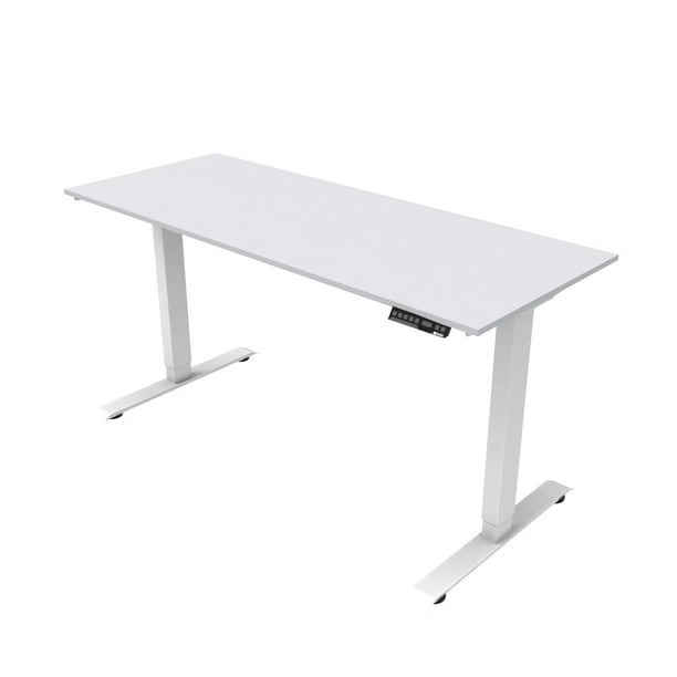 Escritorio Eléctrico de Altura Ajustable Base Blanca Tablero 120x60 Blanco