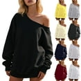 thumbnail image 6 of LEKDFST Women Off the Shoulder Sweatshirt Oversized Trendy Fall Tops Y2k Comfy Long Sleeve Pullover Beige L, 6 of 6