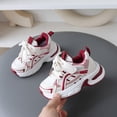 thumbnail image 5 of pwidon Toddler Chunky Sneakers Velcro Breathable Mesh Non Slip Cushioned Kids Walking School Athletic Shoes Red 21, 5 of 6
