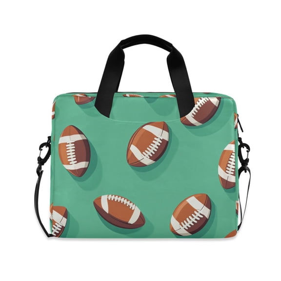FORMRS 16" Laptop Bag Carrying Sleeve Case with Handle Travel Shoulder Briefcase, Green American Footballs