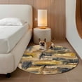 thumbnail image 2 of Abstract Brown Round Area Rug 8Ft Washable Large Circle Rugs for Living Room Dorm, Vintage Shabby Oil Painting Geometric Non-Slip Carpet Floor Mats Indoor Outdoor Carpet Runner Aesthetic Home Decor, 2 of 8