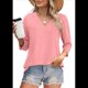 thumbnail image 2 of Blusas de Mujer con Mangas 3/4 y Cuello en V, Estilo Túnica Informal, Básicas, Holgadas Rosa L, 2 of 6
