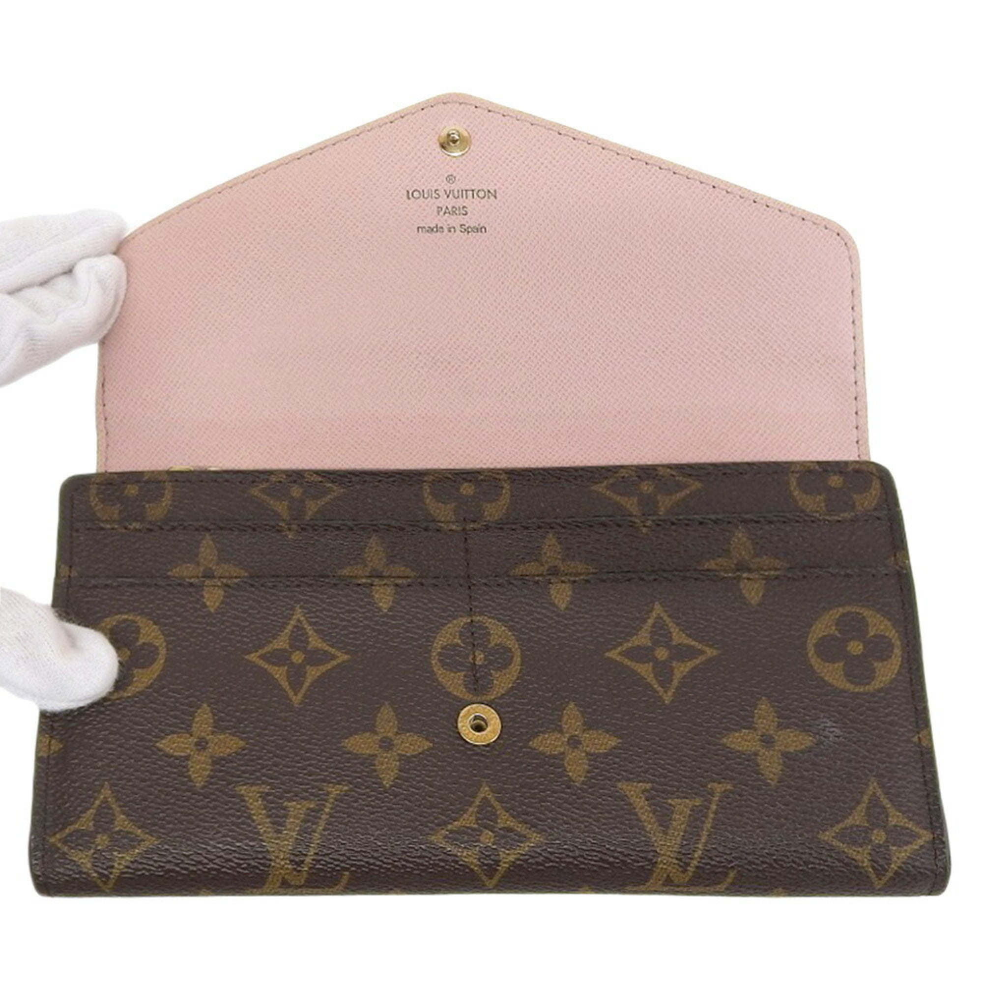 Authenticated used Louis Vuitton Louis Vuitton Monogram Portefeuille Sarah Pink Long Wallet Rose Ballerine M62235, Adult Unisex, Size: (HxWxD): 10.5cm