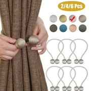 2/4/6pcs Magnetic Curtain Tiebacks Holdbacks, Decorative Rope Holdback Holder Curtain Buckle Window Tie Backs Holders for Big Wide or Thick Window Drapries,The Most Convenient Drape Tie Backs,16 Inch
