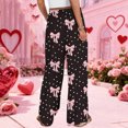 thumbnail image 6 of LWavelet Soft Fabric Bow Polka Dot Wide Leg Pants Women Daily Casual Wear Black M, 6 of 6