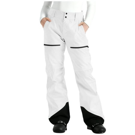 Ski Pants Womens Fleece Lined Waterproof Insulated Softshell Winter Thermal Windproof Hiking Snowboard Pants Pockets
