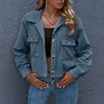 thumbnail image 2 of Futezty Women Fashion Cropped Shacket Button Down Corduroy Shacket Jackets Casual Plaid Long Sleeve Crop Jackets Tops, 2 of 5
