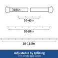 thumbnail image 2 of Standard Decorative Window Curtain Rods 30 To 116 Inch 5/8 Inch Diameter Small Curtain Rod Set Heavy Duty Drapery Rods With Brackets-Black, 2 of 5