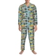 thumbnail image 3 of Honeii Hawaiian Style Pattern Mens Pajamas Set,2pcs Men's Lounge Long Sleeve Sleep Shirt and Pajama Bottoms Sleepwear Set,Mens Pjs Sets-X-Large, 3 of 7