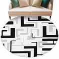 thumbnail image 2 of Black Gray Geometric Stripes Round Living Room Rugs 5 ft, Modern Abstract Lines Maze Washable Area Rug with Non-Slip Sturdy Edge Binding Round Carpet for Entryway Kitchen Bedroom Bathroom, 2 of 9