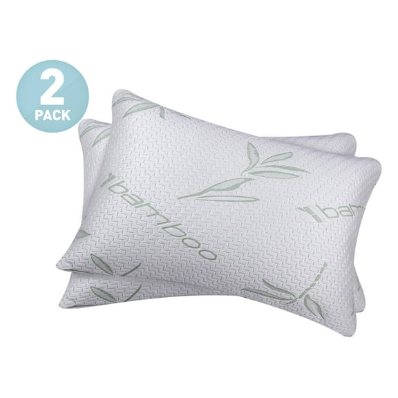 Memory Foam Hypoallergenic Comfort Cooling Bamboo Pillow - Set of 2 - King