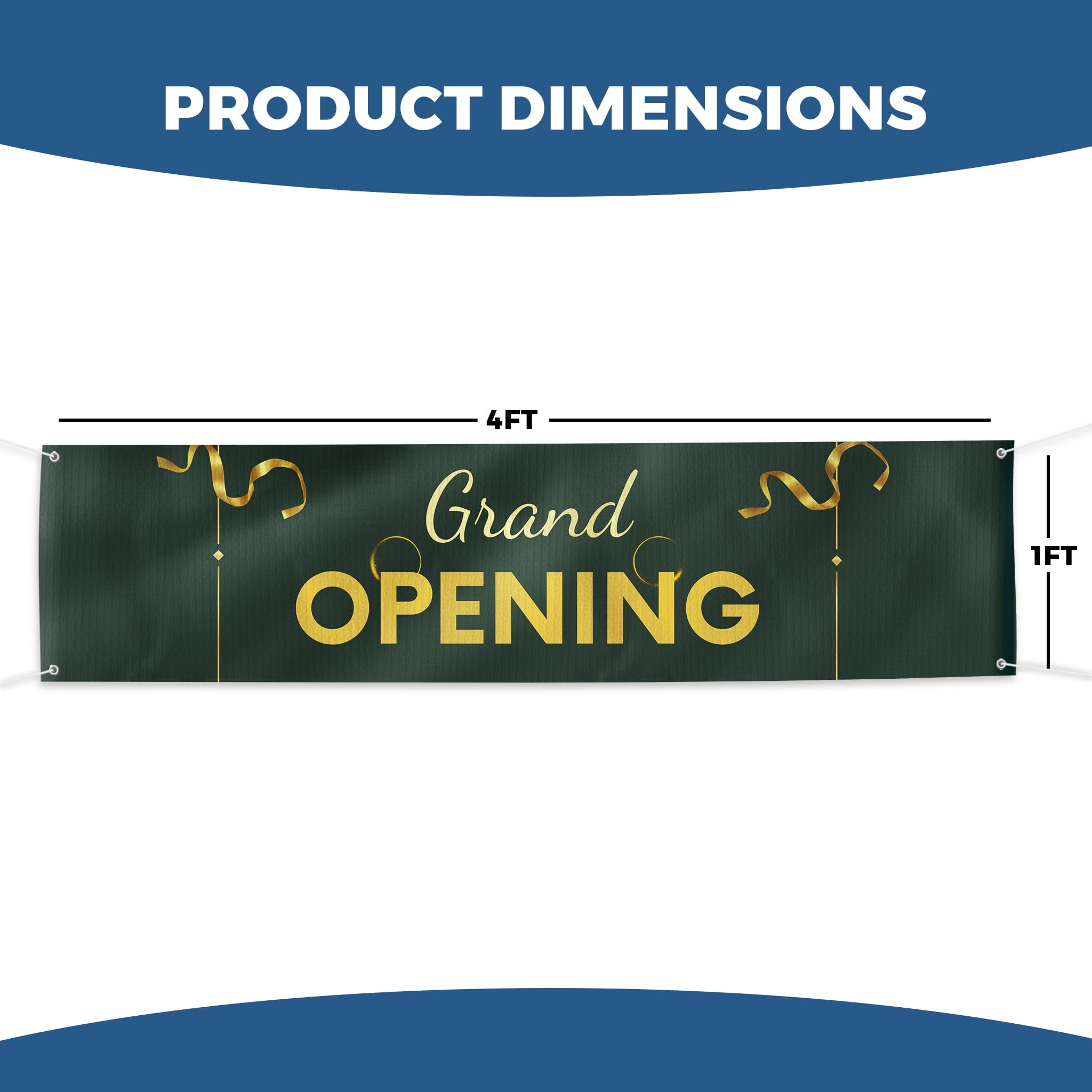 Grand Opening Banner Sign For Outdoor-Indoor Use 4x1 Ft Large Custom Banner and Signs with Hanging Rope Grand Opening Backdrop for Party Decor Oxford Cloth Sublimation Banner for Easy Hang
