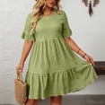 thumbnail image 6 of Admvng Womens Plus Size Casual Tiered Ruffle Dress Short Sleeve Round Neck Textured Summer Everyday & Vacation Dress, 6 of 8