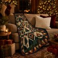 thumbnail image 3 of Rustic Cabin Scene Forest Green Brown Patchwork Design, Rustic Camping Scene, Warm Flannel Blanket for Cabin and Lodge, Outdoor Lovers Friendship Gift, Artistic Home Decor, 3 of 9
