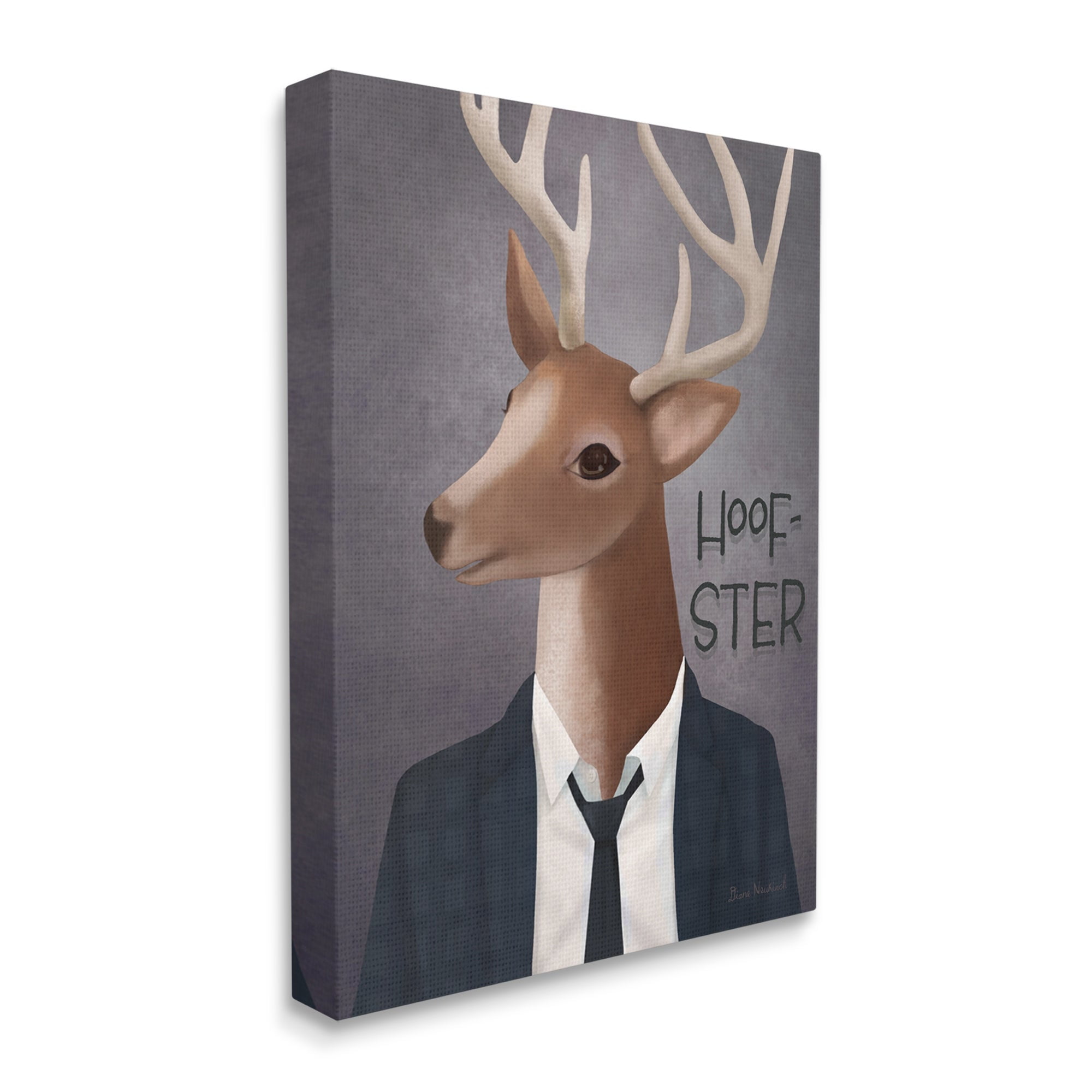 Stupell Industries Hoof-Ster Witty Deer Stag Wearing Suit Necktie Graphic Art Gallery Wrapped Canvas Print Wall Art, Design by Diane Neukirch