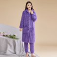 thumbnail image 2 of Conjunto de pijama de franela gruesa de gran tamaño para mujer, ropa de dormir de lana de Coral con capucha cálida, traje holgado para el hogar, ropa de estar por casa, Invierno, 2 of 5