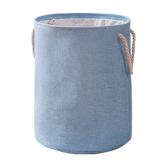 Dvruxg Collapsible Laundry Basket with Drawstring Closure, Round Freestanding Clothes Hamper(Blue)