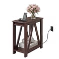 thumbnail image 2 of GALAXHERO Narrow End Table with Charging Station and Open Storage Shelf Sofa Side Table with 2 USB Ports and 2 Power Outlets, Slim Farmhouse End Table for Small Spaces, Bedroom, Living Room Espresso, 2 of 8