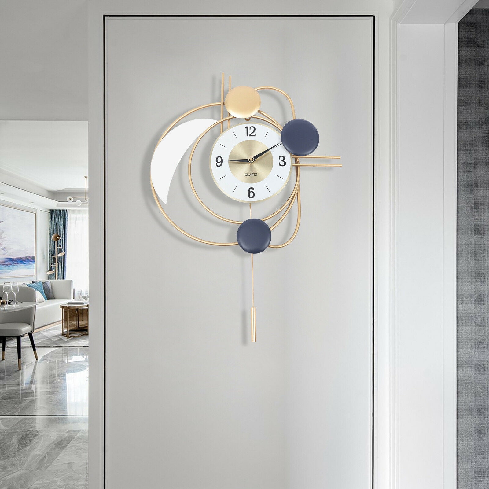 Modern Simplicity Wall Clock Battery Powered Living Room Metal Clock ...