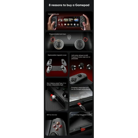 RedMagic Shadow Blade Controller 2nd Generation Black Type-C/3.5mm Interface Hall Rocker REDMAGIC Mobile Smartphone Accessory