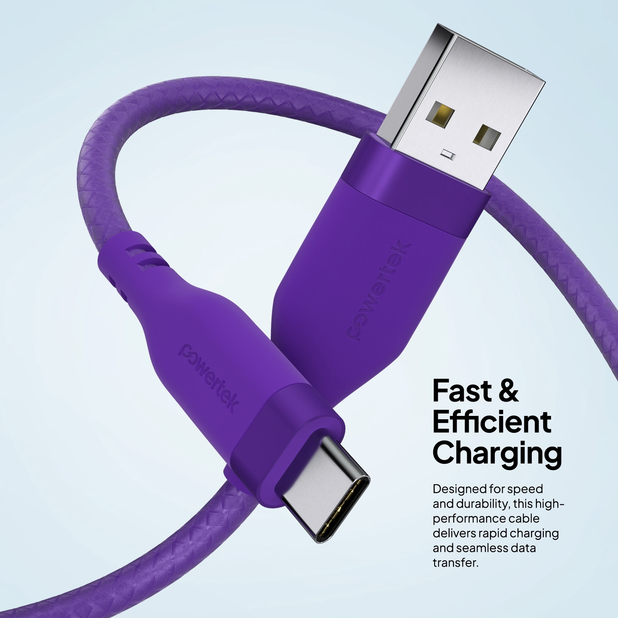 Powertek USB-A to USB-C (Type-C) Charging Cable, Carbon Design Texture, 6 ft, Purple