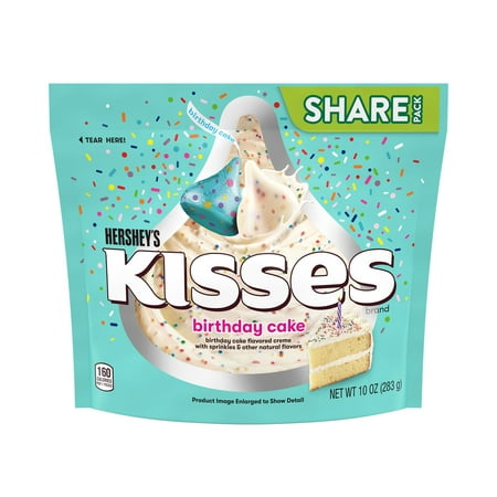 HERSHEY'S KISSES Birthday Cake Creme with Sprinkles Candy, 10oz, Share Pack