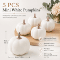 thumbnail image 2 of Mini Artificial Pumpkins 5 Pack, White Foam Pumpkins, Small Fall Table Decorations for Thanksgiving Halloween Mantel Tray Bowl Home Decor, 1.5*1.5in, 2 of 7