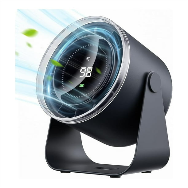 Ventilador de Escritorio con Batería,Ventilador Portátil con Pantalla Silenciosa para Oficina,Hogar,Ventilador de Mesa con Inclinación de 115° y 100 Velocidades, Azul y Negro