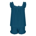 thumbnail image 6 of CAIVO Women Summer Solid Color Camisole Pullover Sleepwear Shorts Two Piece Pajama Tops With Bottoms Trendy Homewear, 6 of 6