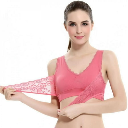 

Clearance! Lace Bra Tank Tanks Athletic Women Girl s Vest Shockproof Solid Color Cross Side Without Rims Gathered Sport Yoga Gym Athletic Sleep Lingerie Bra