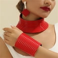 thumbnail image 3 of African National Choker Collars Leather Chunky Punk Necklace Earring Bracelet Set Gothic Statement Necklaces for Women, 3 of 3
