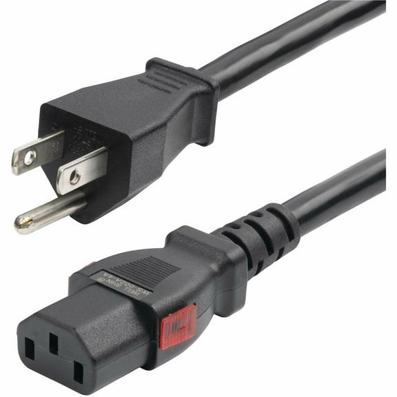 StarTech 12ft 3.6m Heavy Duty Power Cord NEMA 5-15P to Locking C13 AC Power Cable 15A 125V 14AWG UL Listed
