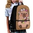 thumbnail image 3 of Binienty Cute Cherry Blossom Capybara School Backpack for Kids Primary Middle School Students Large Capacity Bookbag with Multi Outer Pockets Customizable Shoulder Straps Travel Daypack Gifts, 3 of 6