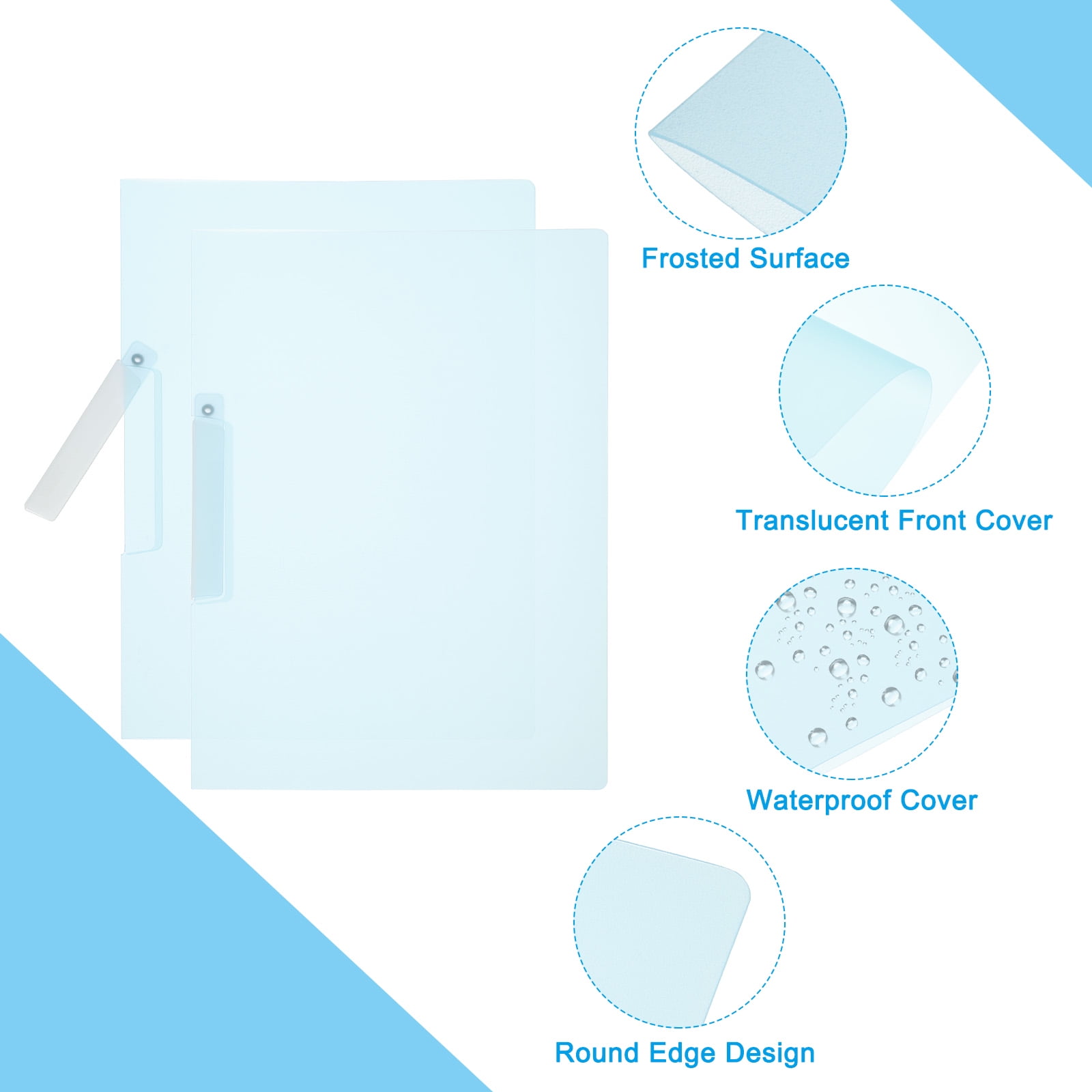 Uxcell Plastic Folders with Mid-Side Swing Clip, 10 Pcs Report Folder for A4 Paper, Blue