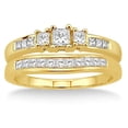 thumbnail image 2 of 0.5 Carat Elegant Three Stone Trilogy Princess Cut Bridal set in 10k Yellow Gold, 2 of 3
