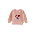 thumbnail image 2 of Musuos Toddler Girls Autumn Winter Knit Sweater 6 12 18 24M 3 4T Long Sleeve Rainbow Floral Bow Strawberry Embroidery Pullover Knitwear, 2 of 8