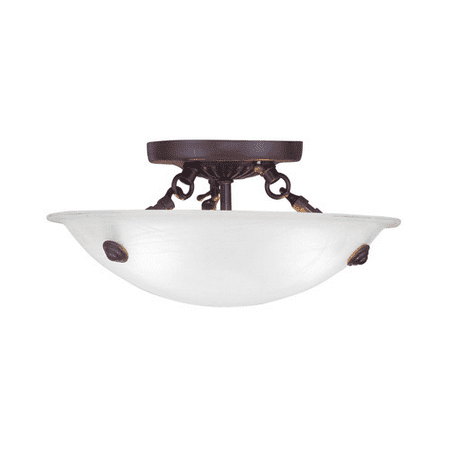 

Semi Flush Mounts 3 Light With White Alabaster Glass Bronze size 12 in 180 Watts - World of Crystal