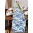 thumbnail image 4 of Blue Botanical Art Table Runner Cotton Linen 120 Inch Holiday Dresser Scarves, Modern Pastoral Watercolor Leaf Tablerunner for Kitchen Coffee Dining Bedroom Living Room Dinner Scarf Décor 13''x120'', 4 of 9