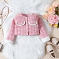 thumbnail image 7 of 3 Piece Girls Elegant Plaid Print Coat Jacket Mini Half Skirt and Matching Hat Set Fashion Casual Daily Party Holiday Kids Outfit,Black,120, 7 of 7