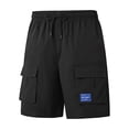 thumbnail image 2 of Athletic Shorts for Men Wrangler Cargo Shorts Men's Solid Color Sports Fitness Training Breathable Shorts Pockets Cropped Pants Black M, 2 of 4