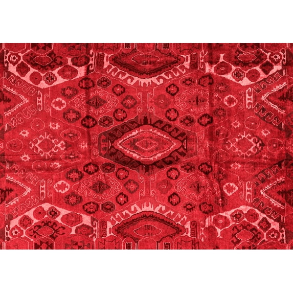 Ahgly Company Machine Washable Indoor Rectangle Southwestern Red Country Area Rugs, 8' x 10'