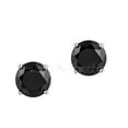thumbnail image 4 of Black CZ Solitaire Sterling Silver Stud Earrings - Unisex Rhodium Plated .925 Silver Earrings 4MM, 4 of 4